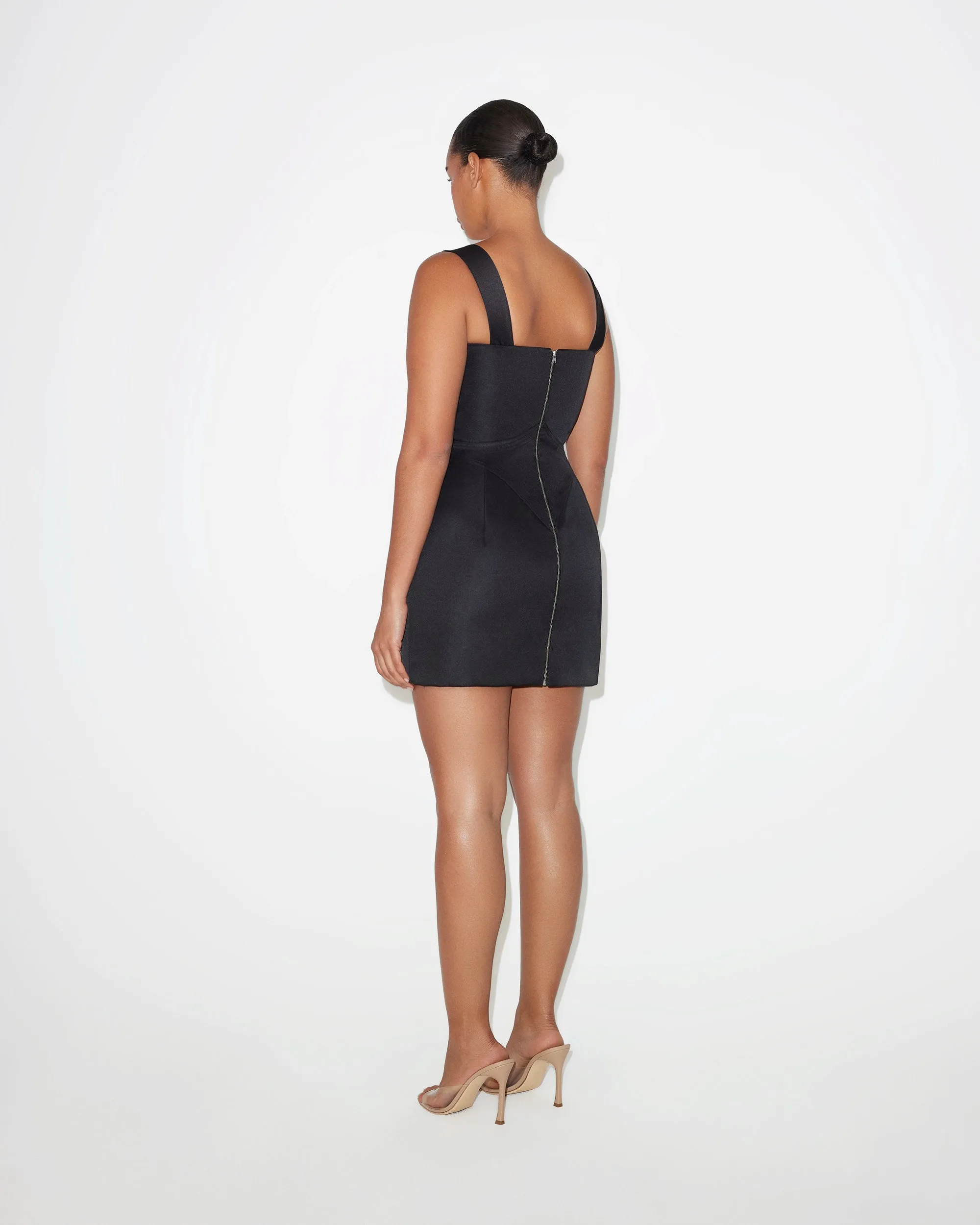 Satin Corset Mini Dress | Black sold by KHY product image thumbnail 5