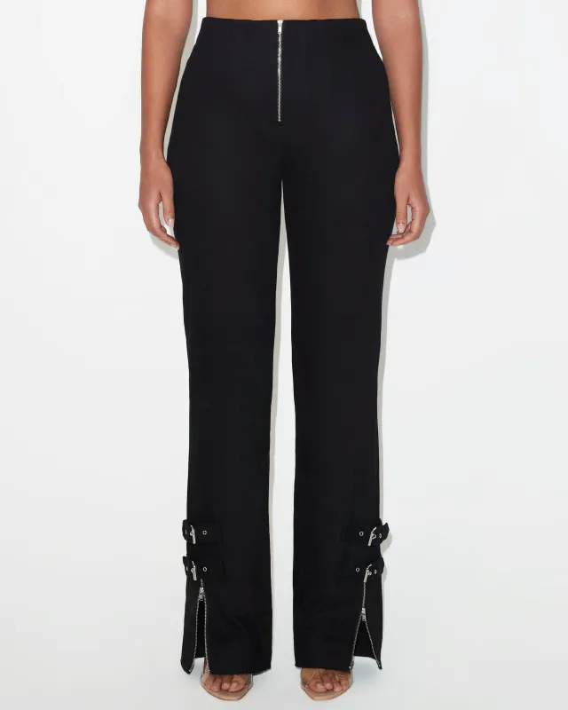 High Rise Twill Trousers | Black sold by KHY