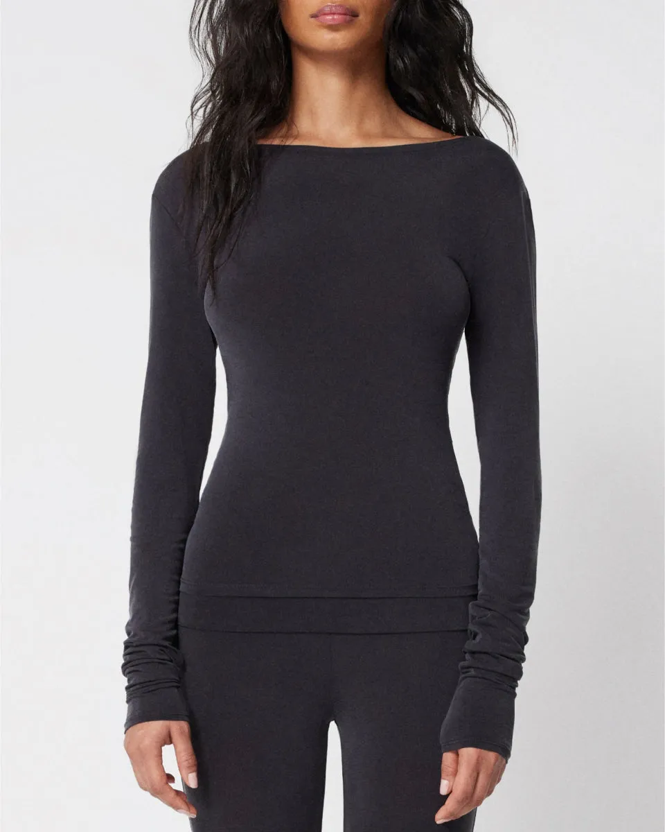 Boat Neck Long Sleeve | Black sold by KHY