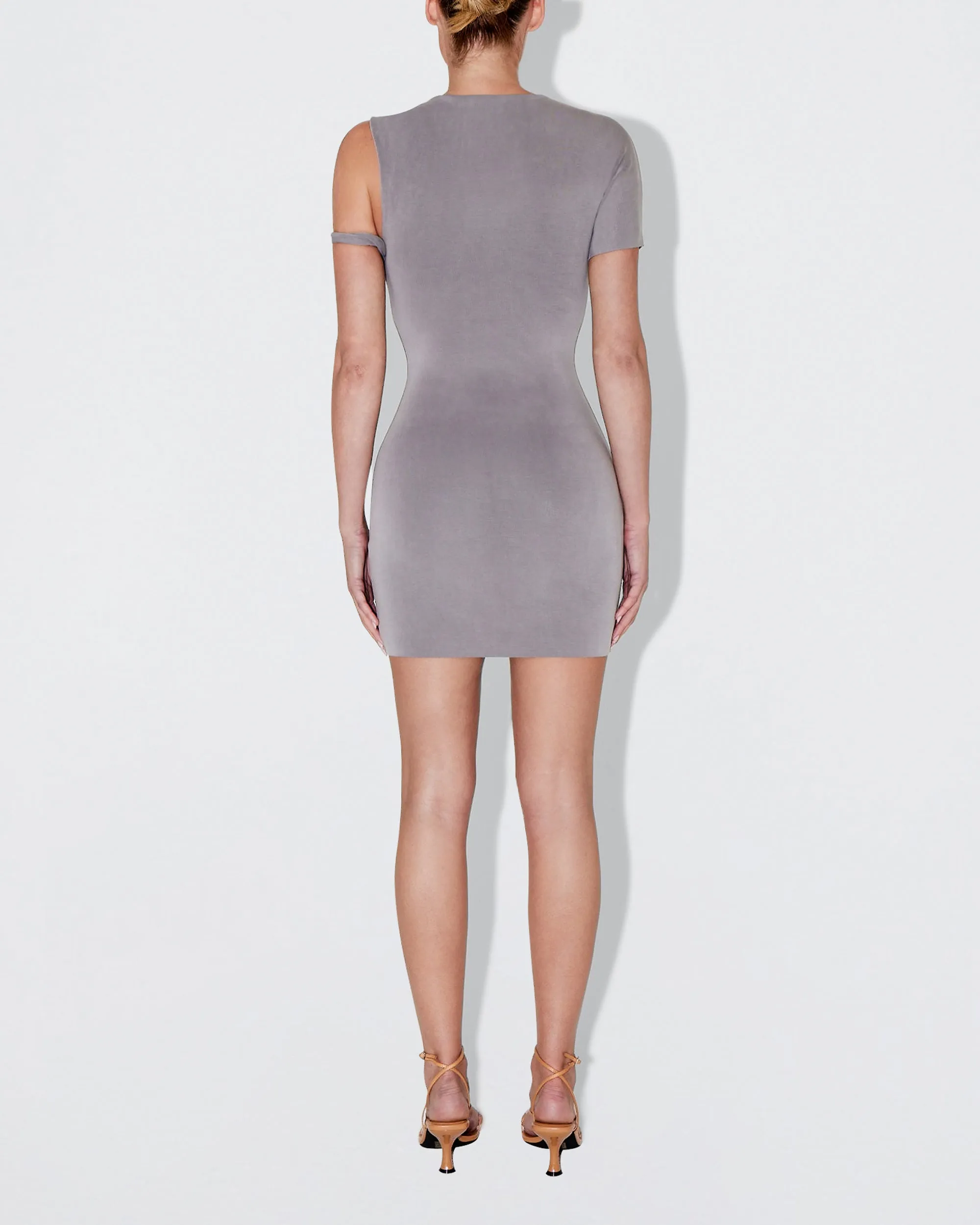 Sueded Stretch Twist Mini Dress | Steel Grey sold by KHY product image thumbnail 4