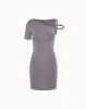 Sueded Stretch Twist Mini Dress | Steel Grey sold by KHY