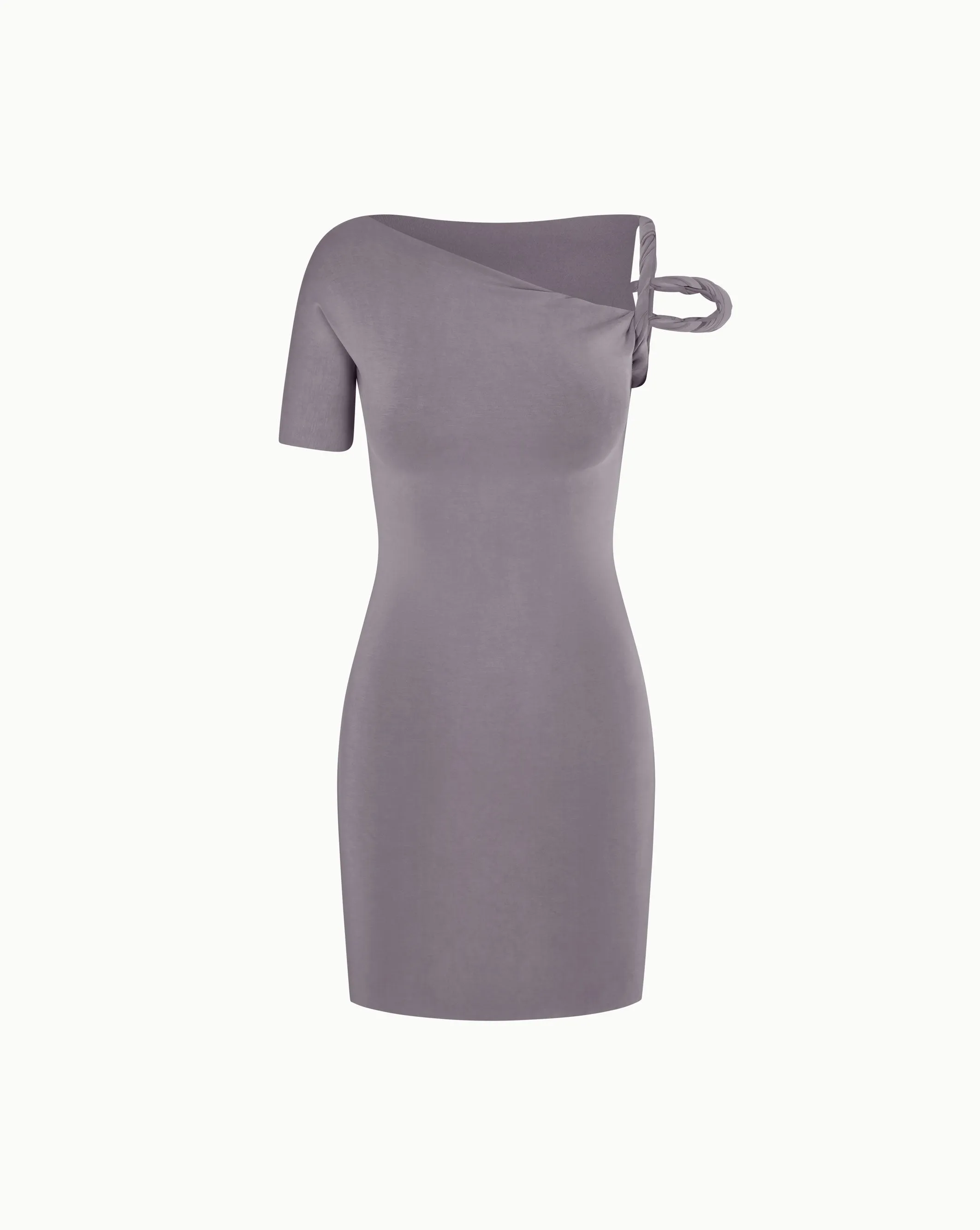 Sueded Stretch Twist Mini Dress | Steel Grey sold by KHY