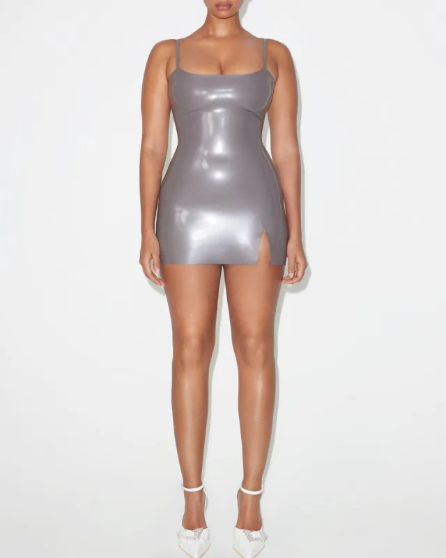 Latex Mini Dress | Silver sold by KHY