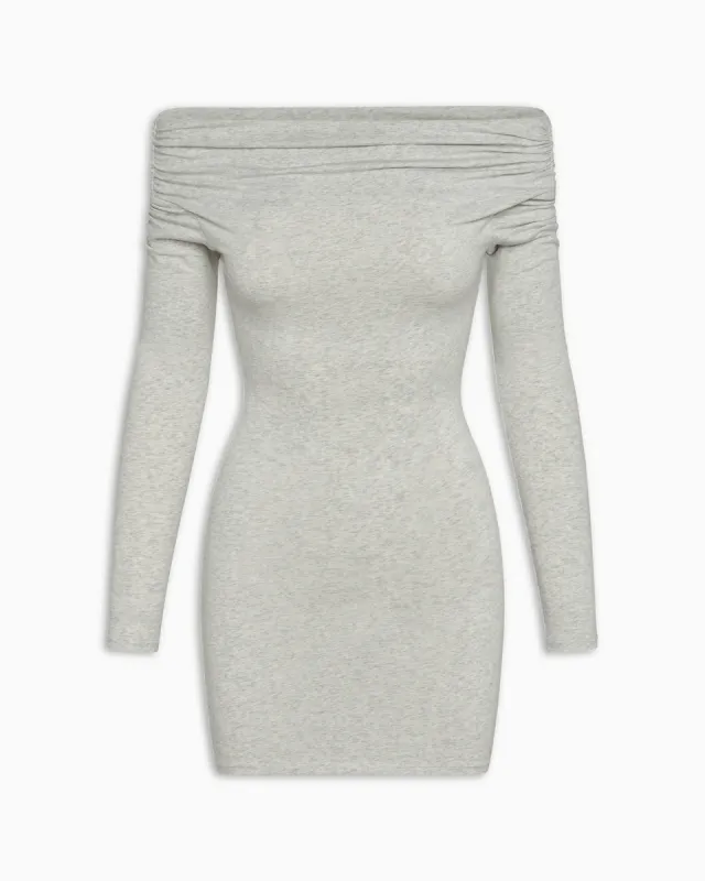 Off The Shoulder Mini Dress | Heather Grey sold by KHY