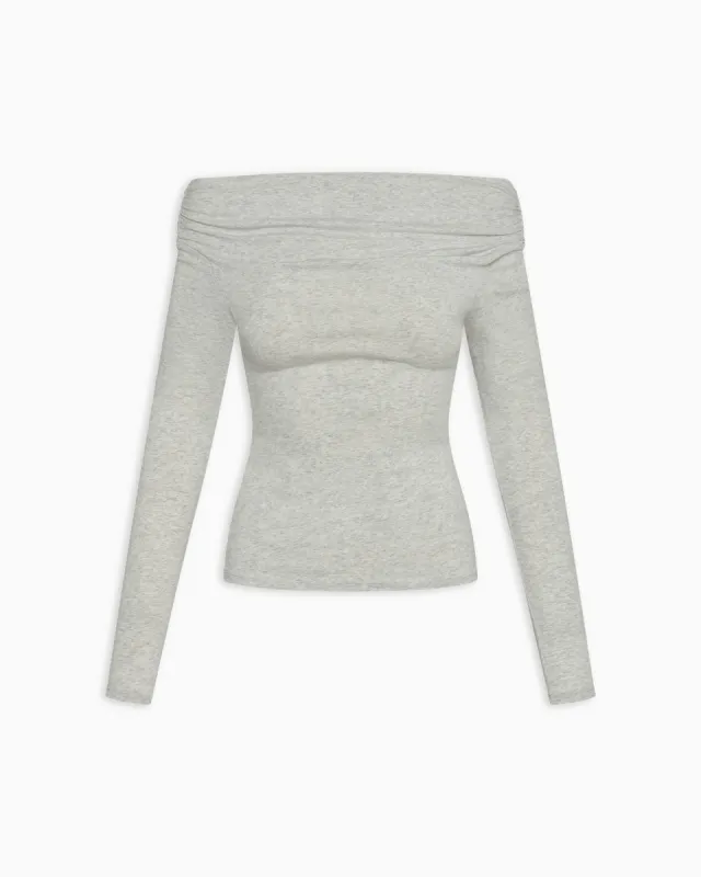 Off The Shoulder Long Sleeve | Heather Grey sold by KHY