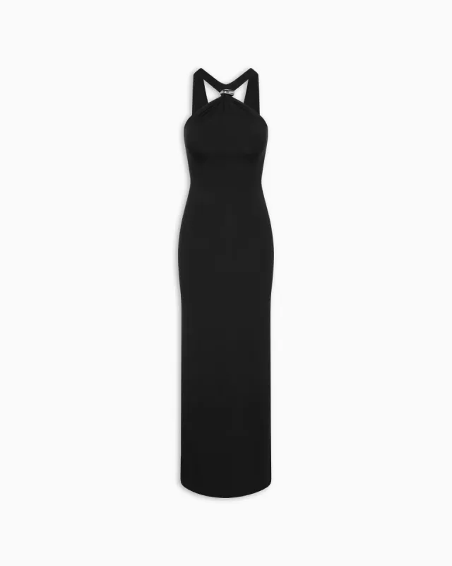 Pierced Halter Maxi Dress | Black sold by KHY