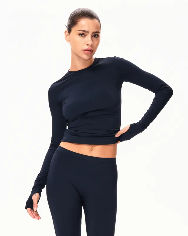 Long Sleeve Thumb Hole Tee | Midnight sold by KHY