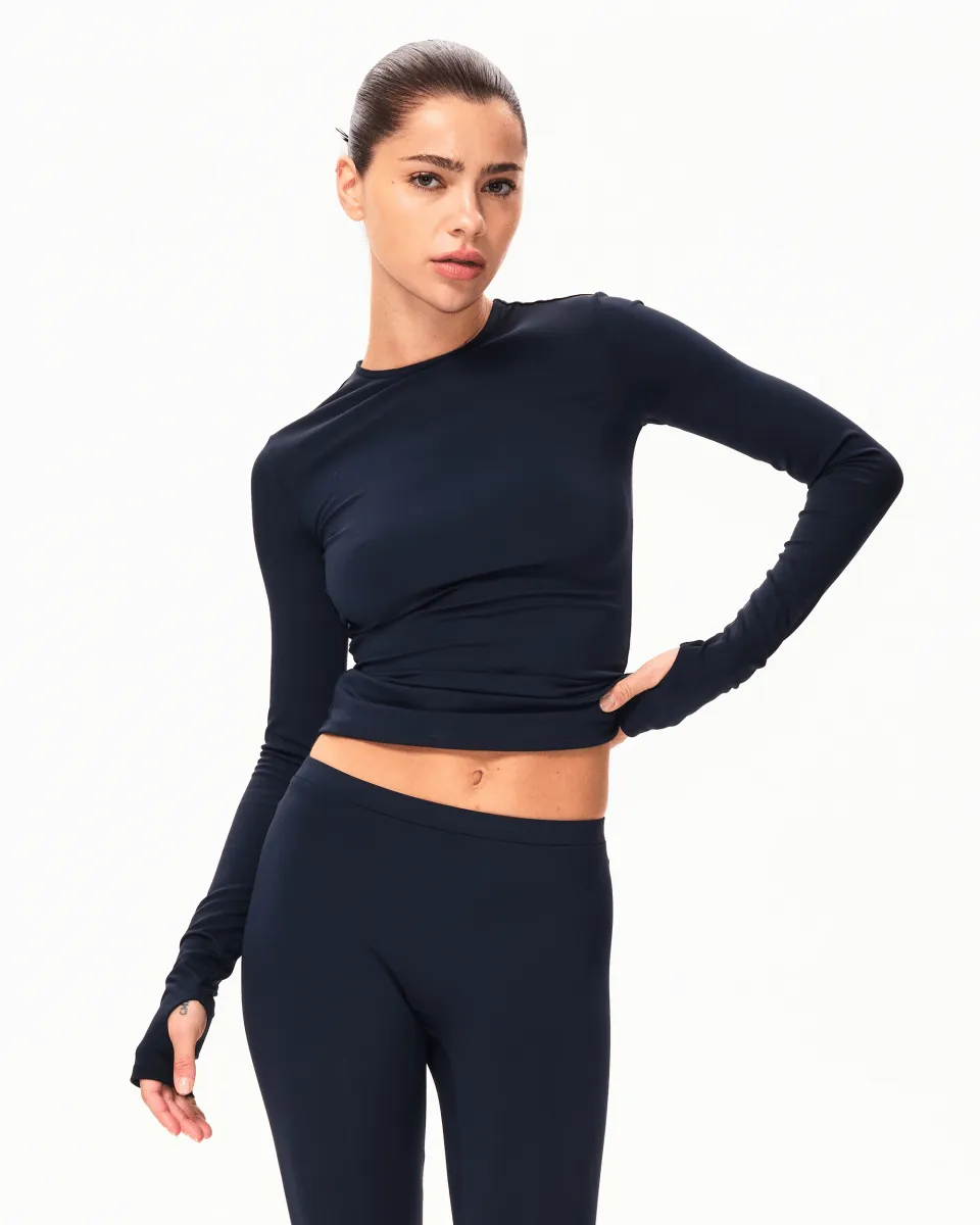 Long Sleeve Thumb Hole Tee | Midnight sold by KHY