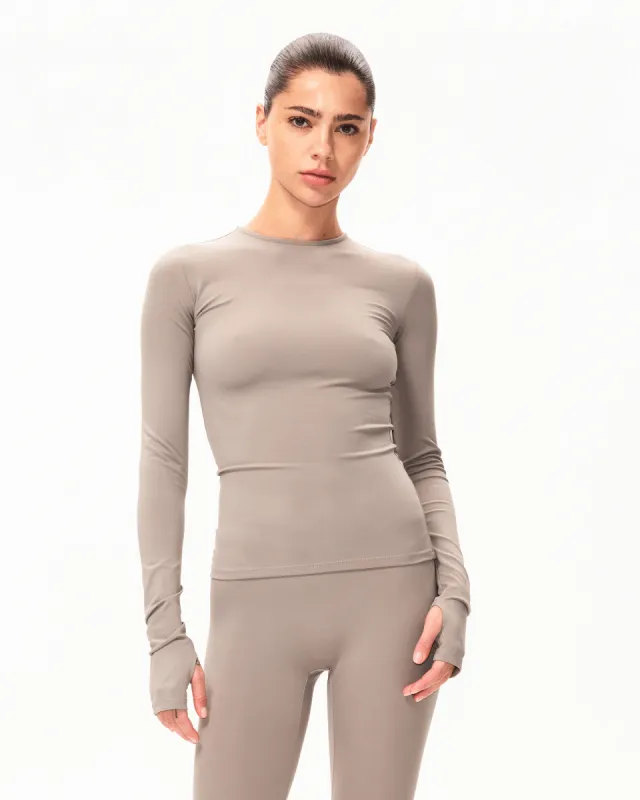 Long Sleeve Thumb Hole Tee | Cement sold by KHY