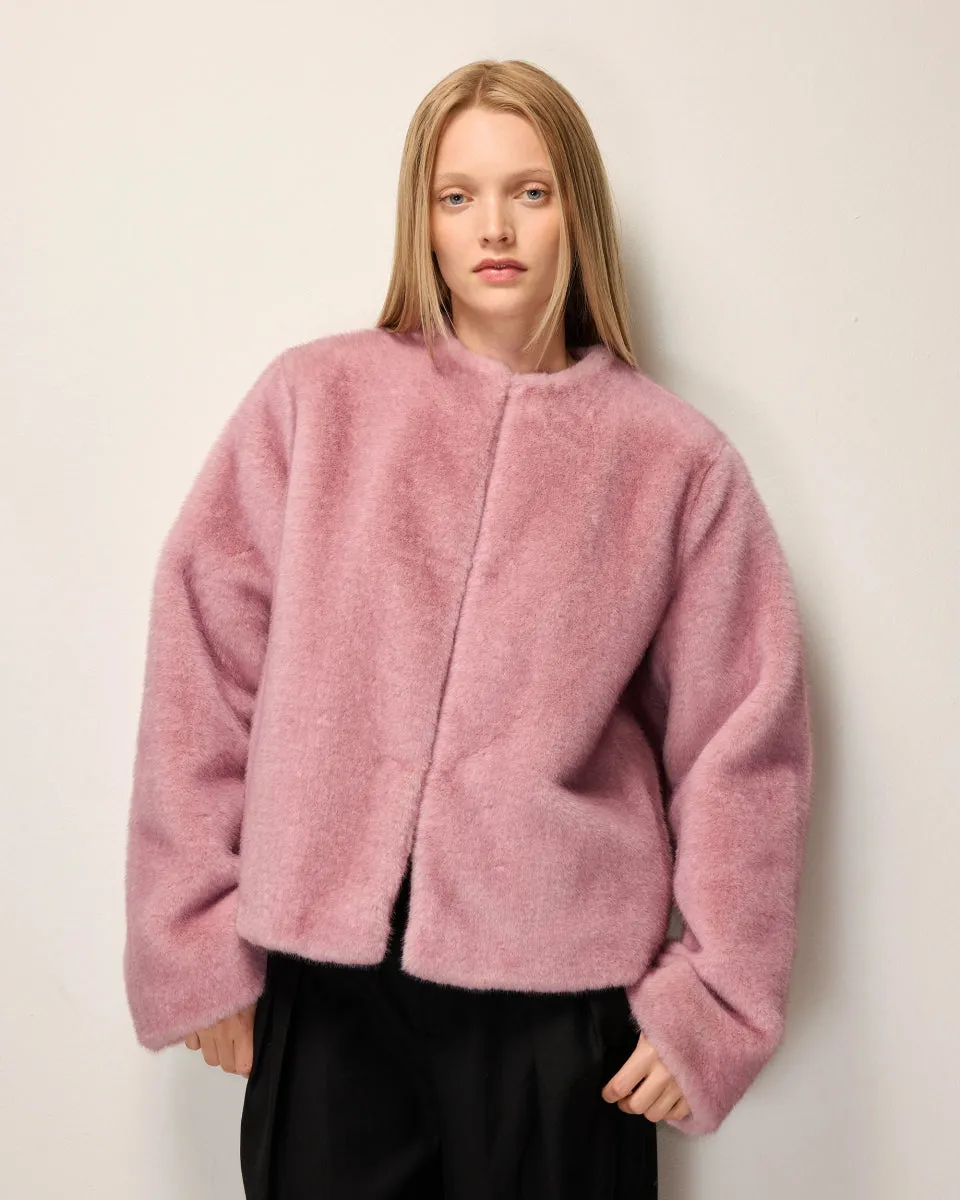 Signature Faux Fur Jacket | Powder Pink sold by KHY
