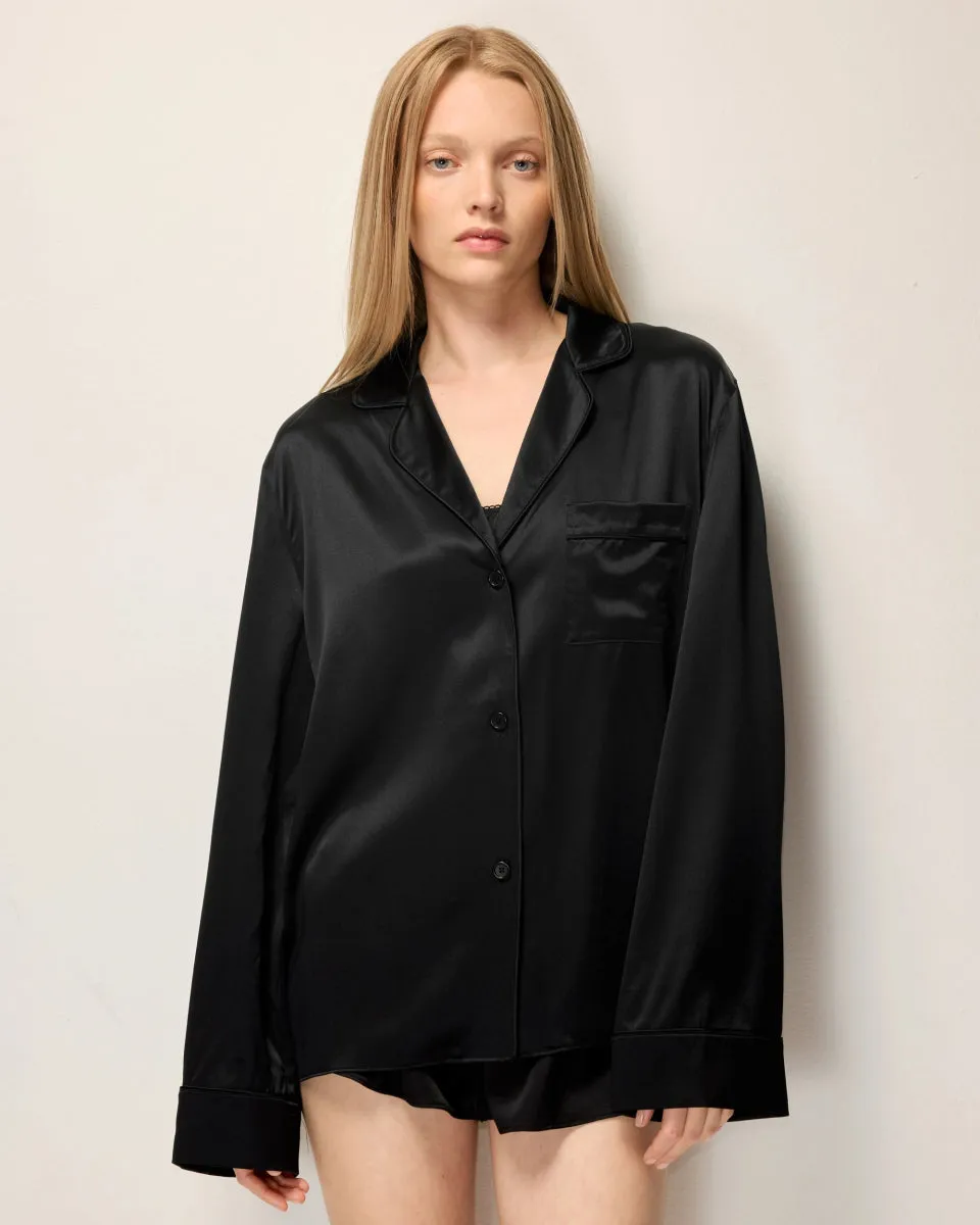 Silk Pajama Shirt | Black sold by KHY product image thumbnail 3