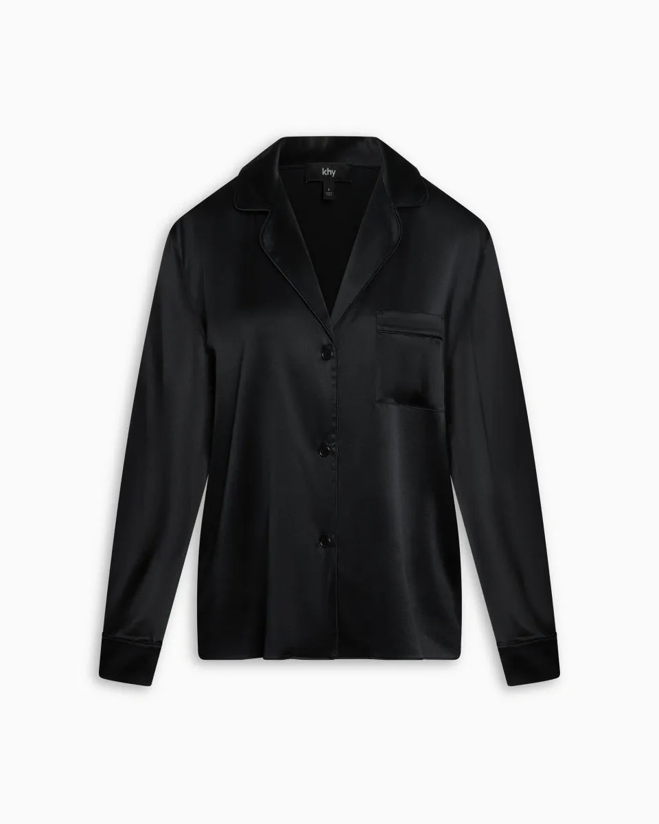 Silk Pajama Shirt | Black sold by KHY product image thumbnail 2