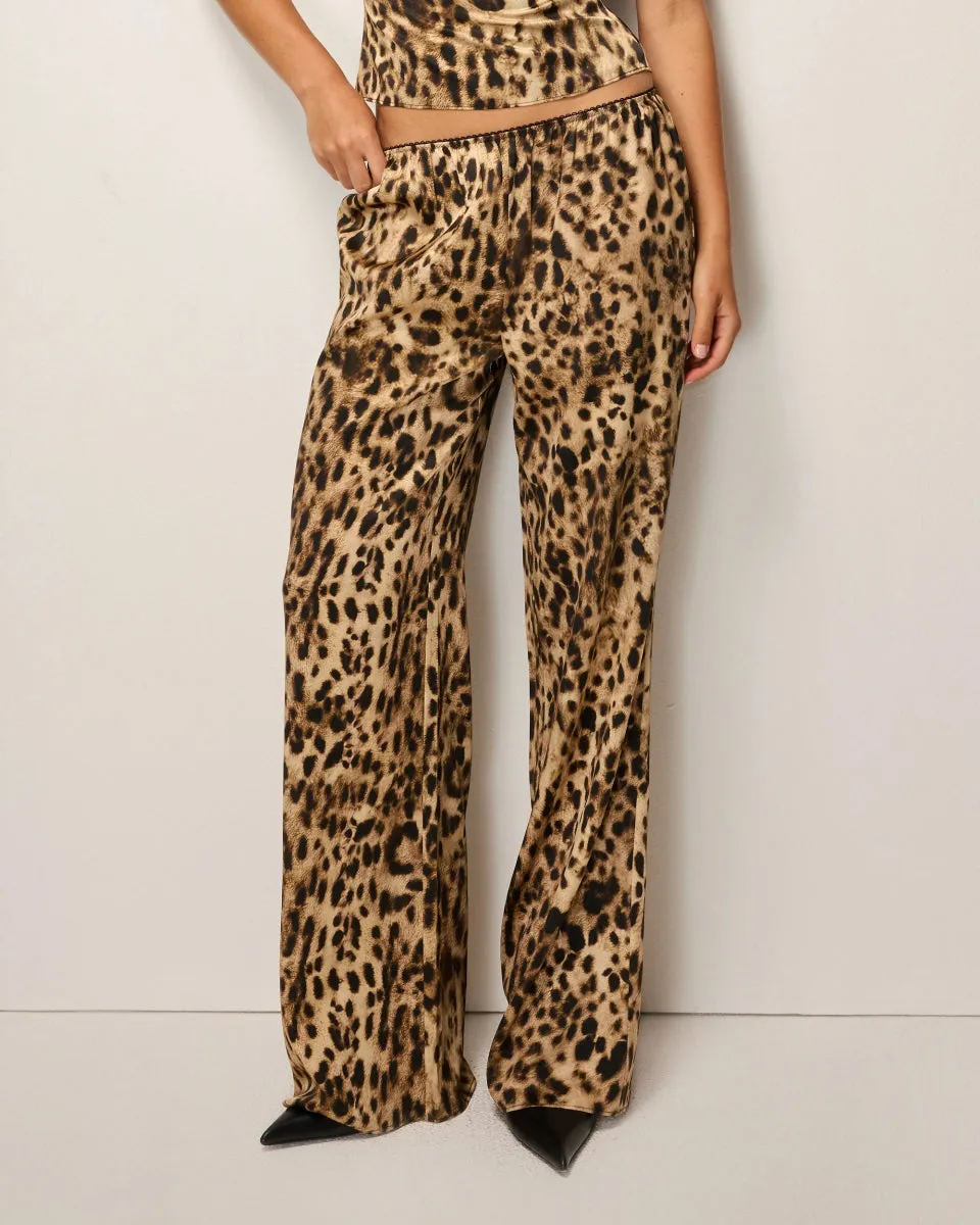 Silk Low Rise Pant | Leopard sold by KHY
