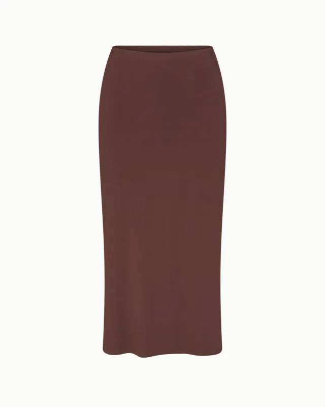 Soft Stretch Midi Skirt | Chocolate sold by KHY