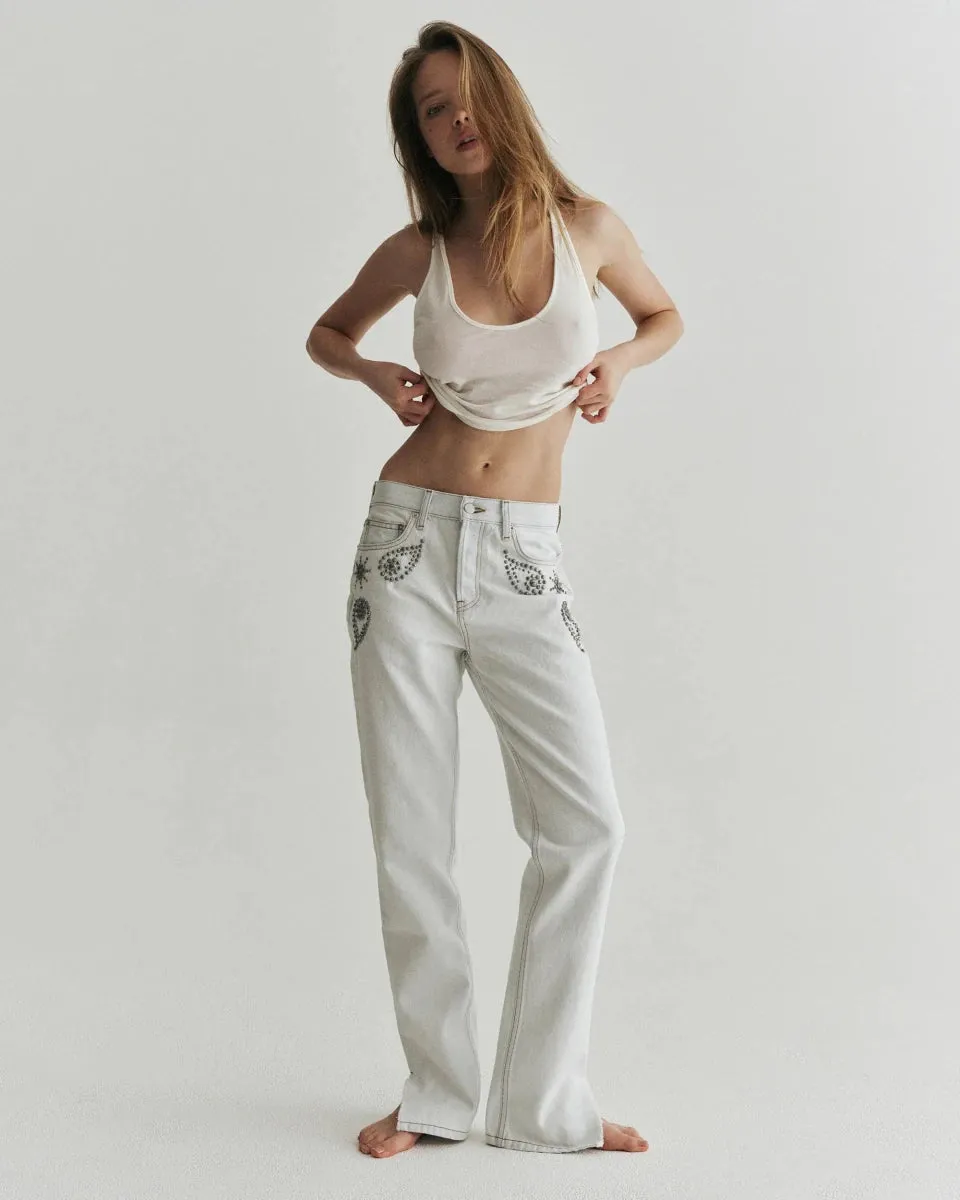Sunset Studded Mid-Rise Jean | Cloud sold by KHY product image thumbnail 3