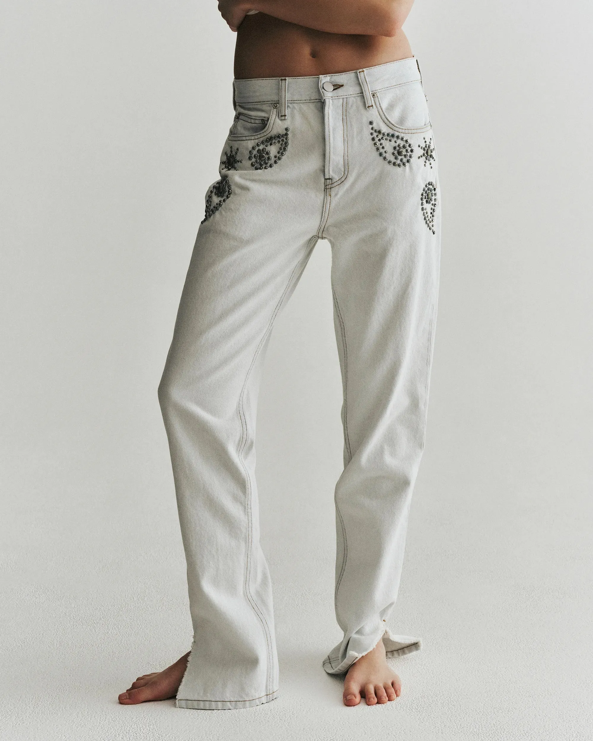 Sunset Studded Mid-Rise Jean | Cloud sold by KHY