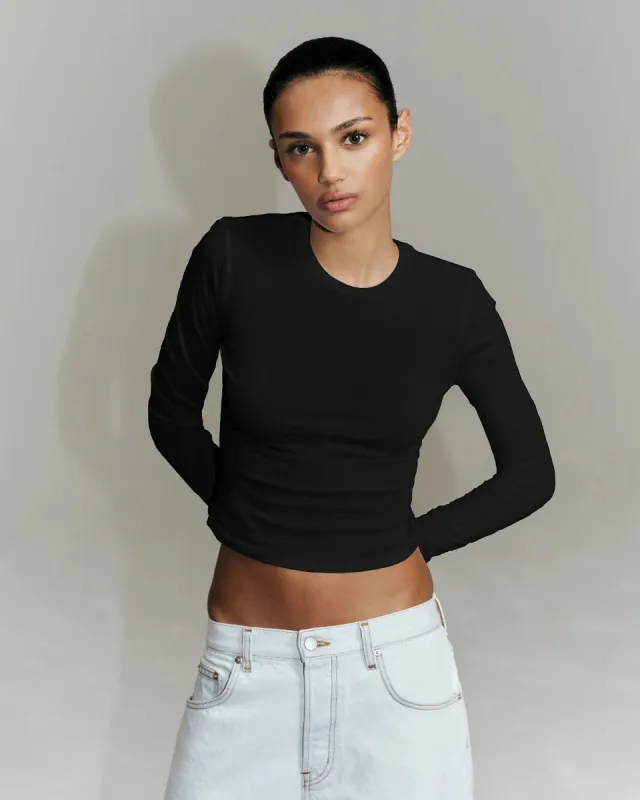 Feather Long Sleeve Tee | Black made by KHY