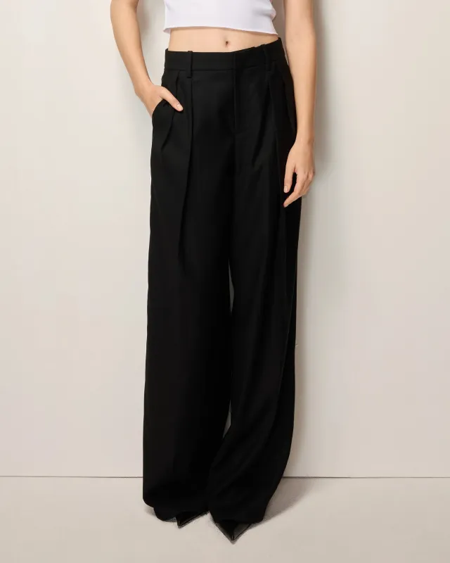 Low Rise Pleated Trouser | Black made by KHY