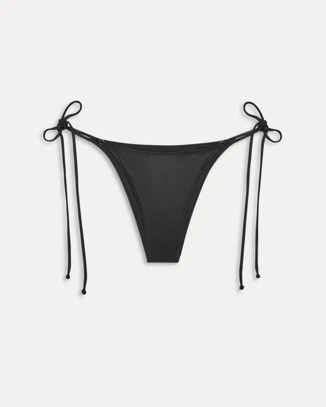 Mackenzie Metallic String Bikini Bottom | Black Chrome made by KHY