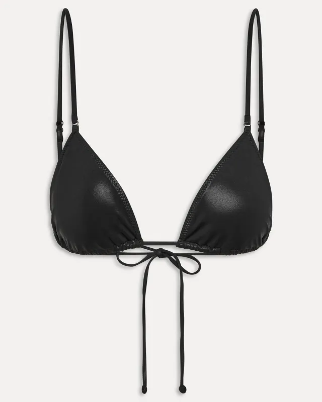 Elena Micro Metallic Bikini Top | Black Chrome made by KHY