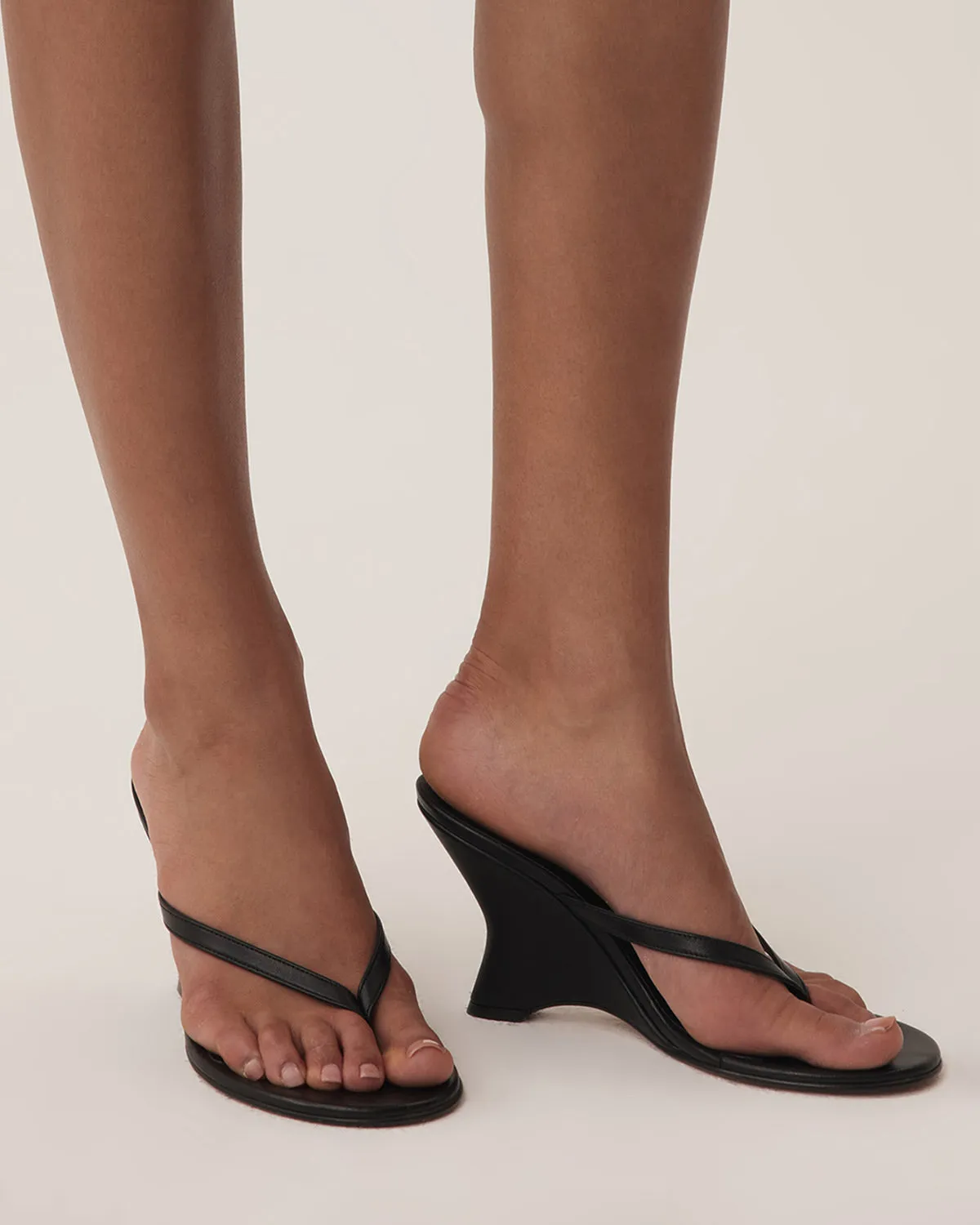 Muse Thong Wedge | Black Leather sold by KHY product image thumbnail 2
