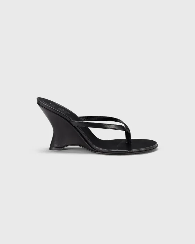 Muse Thong Wedge | Black Leather made by KHY