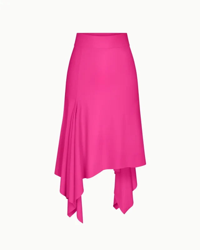 Sleek Stretch Asymmetrical Skirt | Fuchsia sold by KHY