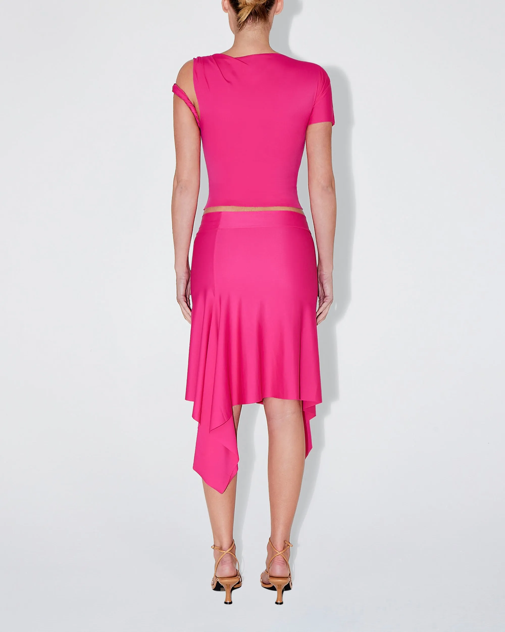 Sleek Stretch Asymmetrical Skirt | Fuchsia sold by KHY product image thumbnail 4