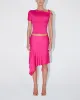 Sleek Stretch Asymmetrical Skirt | Fuchsia sold by KHY