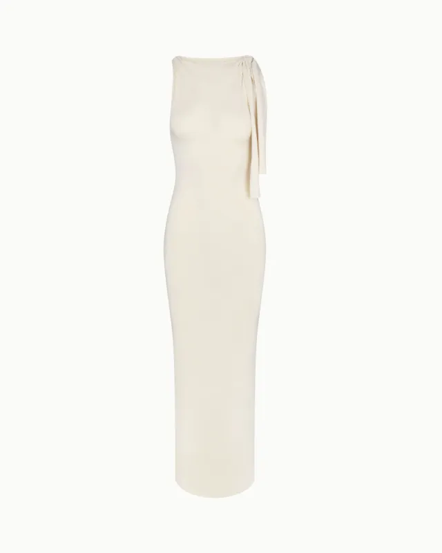 Sueded Stretch Knotted Maxi Dress | Stone sold by KHY