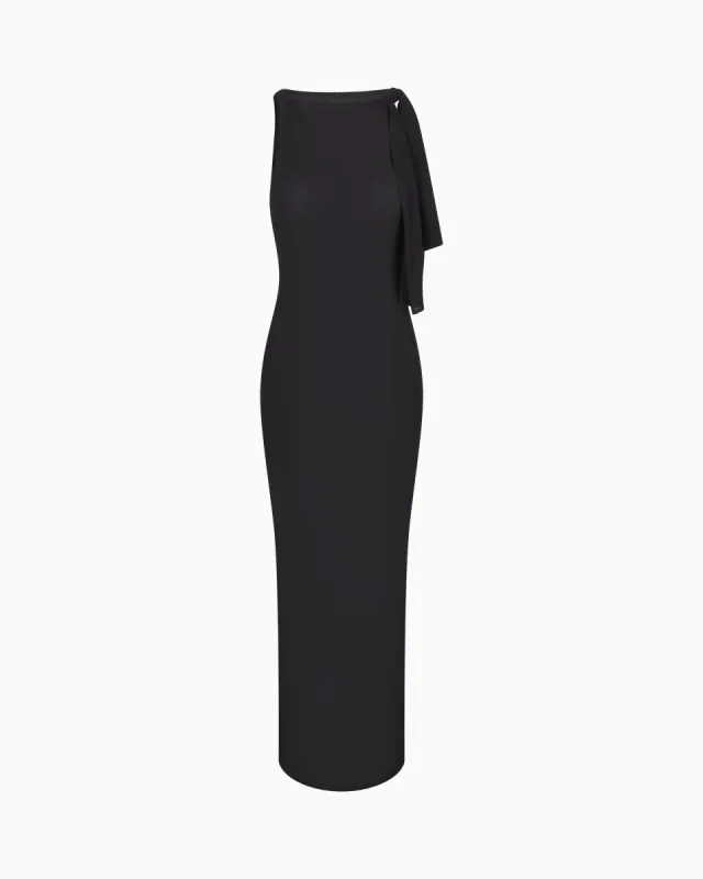 Mesh Stretch Knotted Maxi Dress | Black sold by KHY