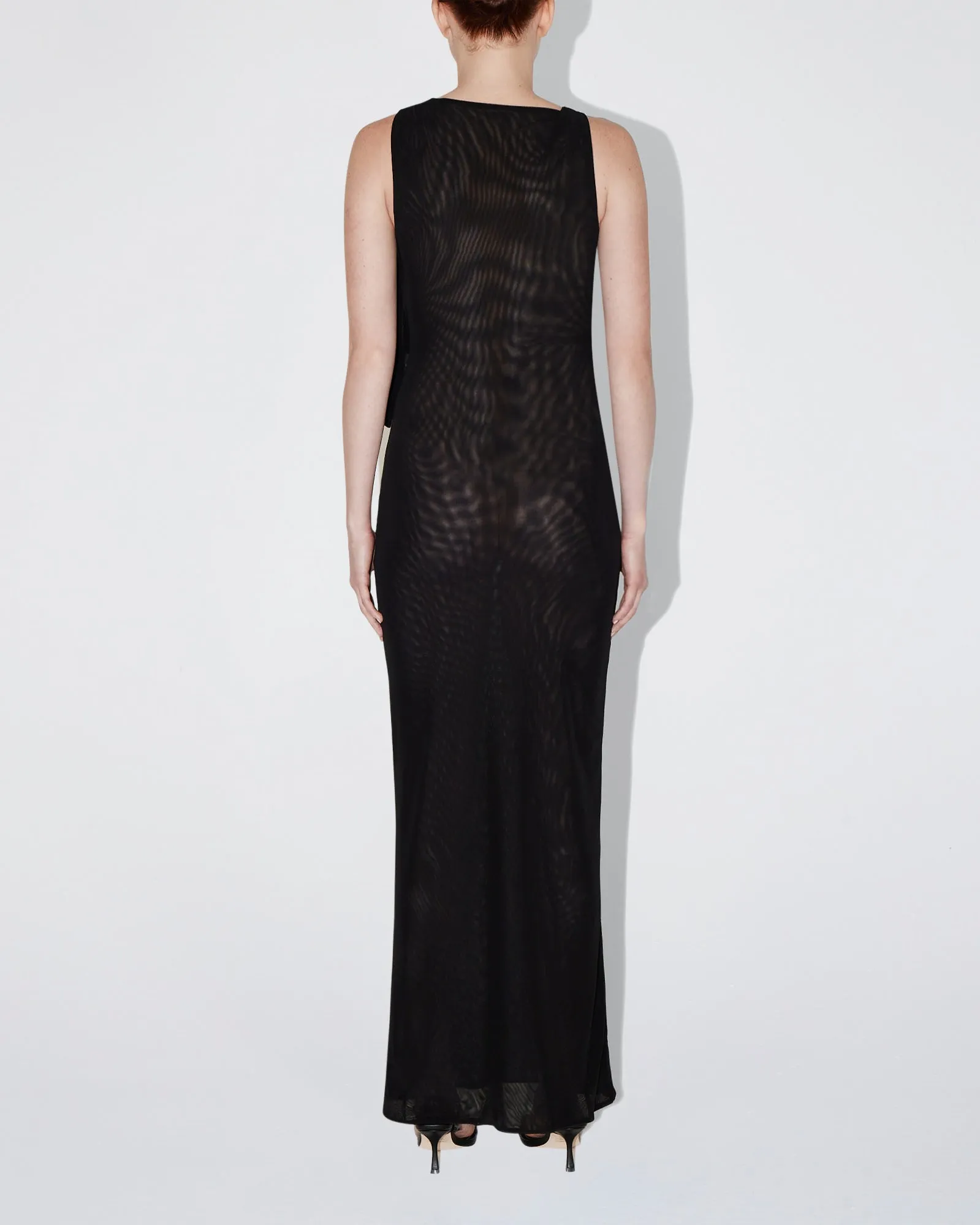 Mesh Stretch Knotted Maxi Dress | Black sold by KHY product image thumbnail 4
