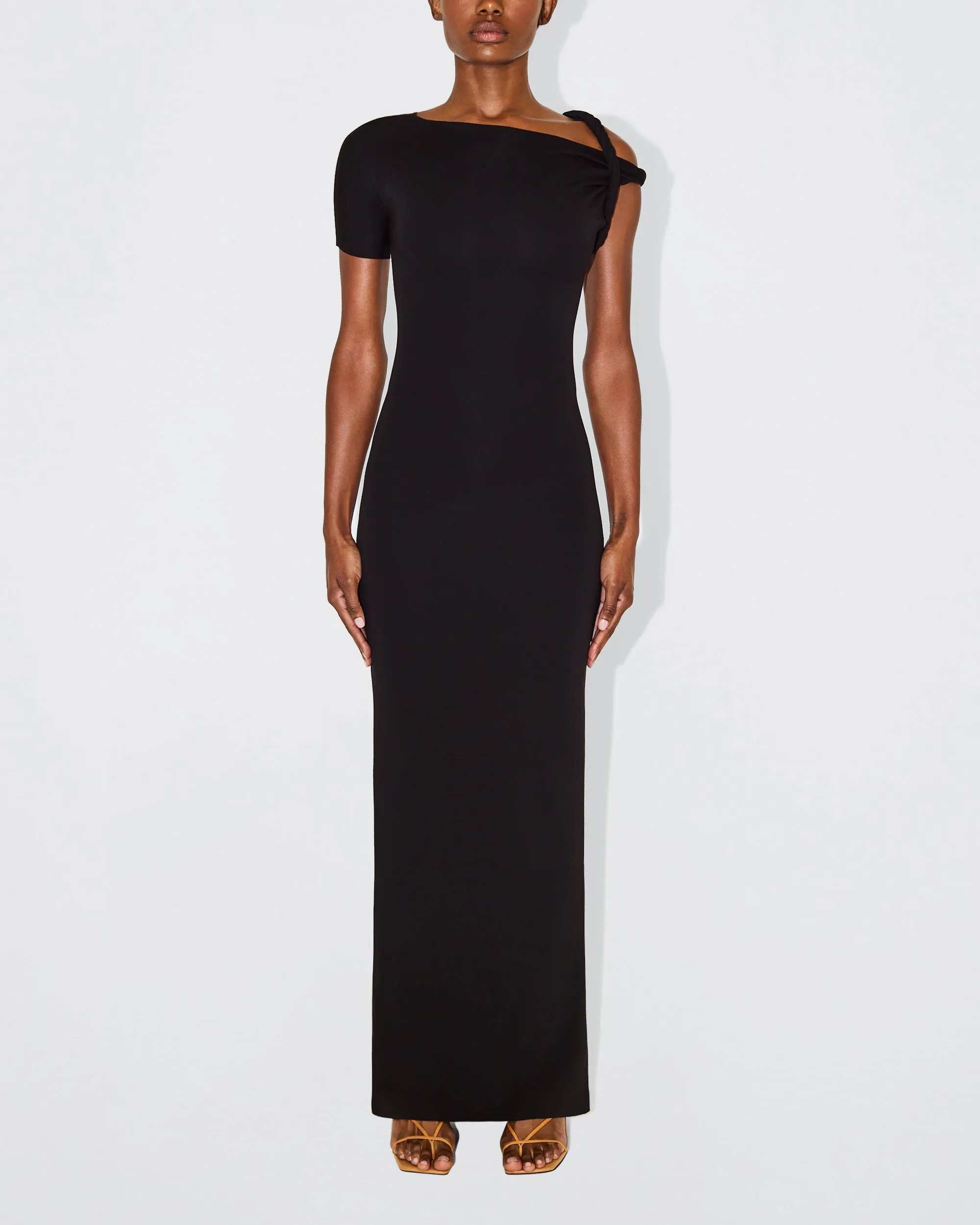 Sueded Stretch Twist Maxi Dress | Black sold by KHY product image thumbnail 2