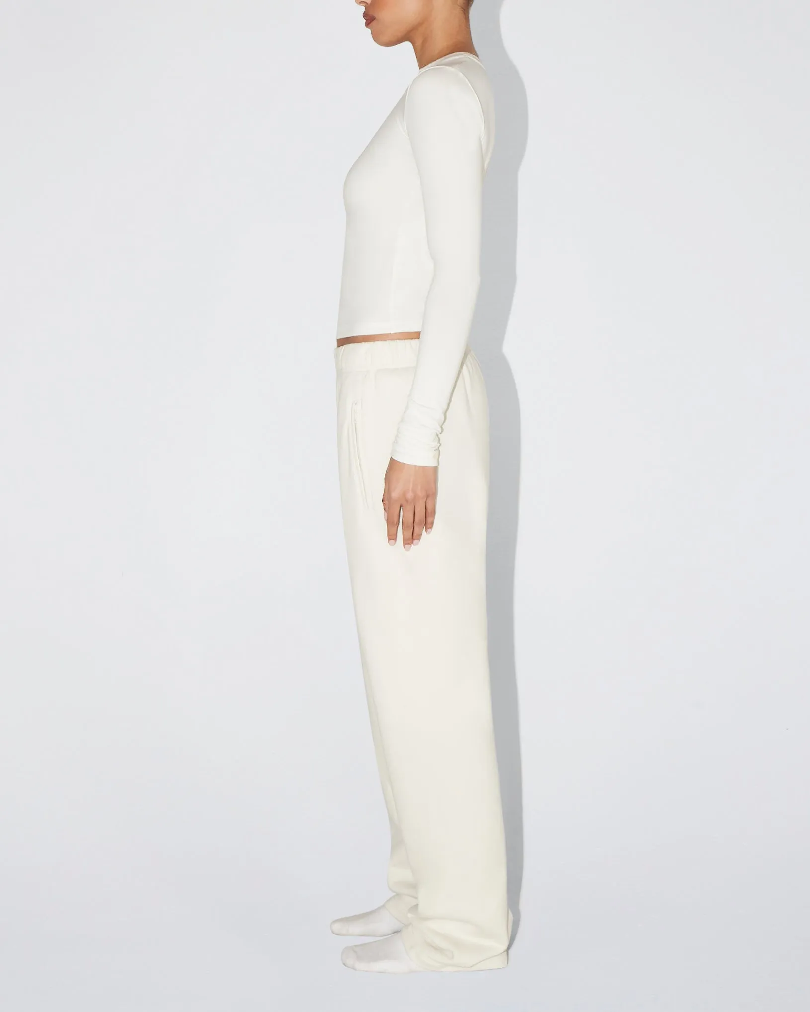 Fleece Straight Leg Pant | Ecru sold by KHY product image thumbnail 3