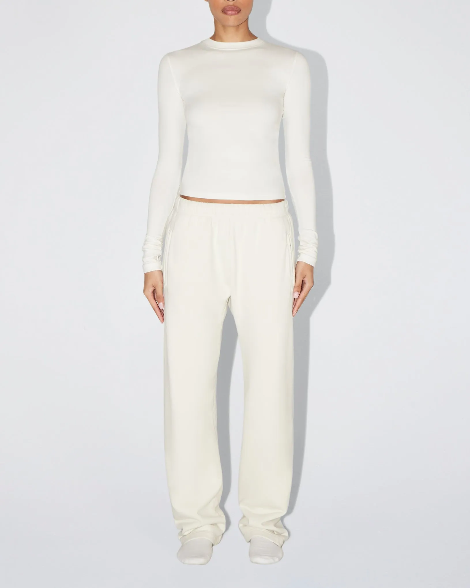 Fleece Straight Leg Pant | Ecru sold by KHY product image thumbnail 2