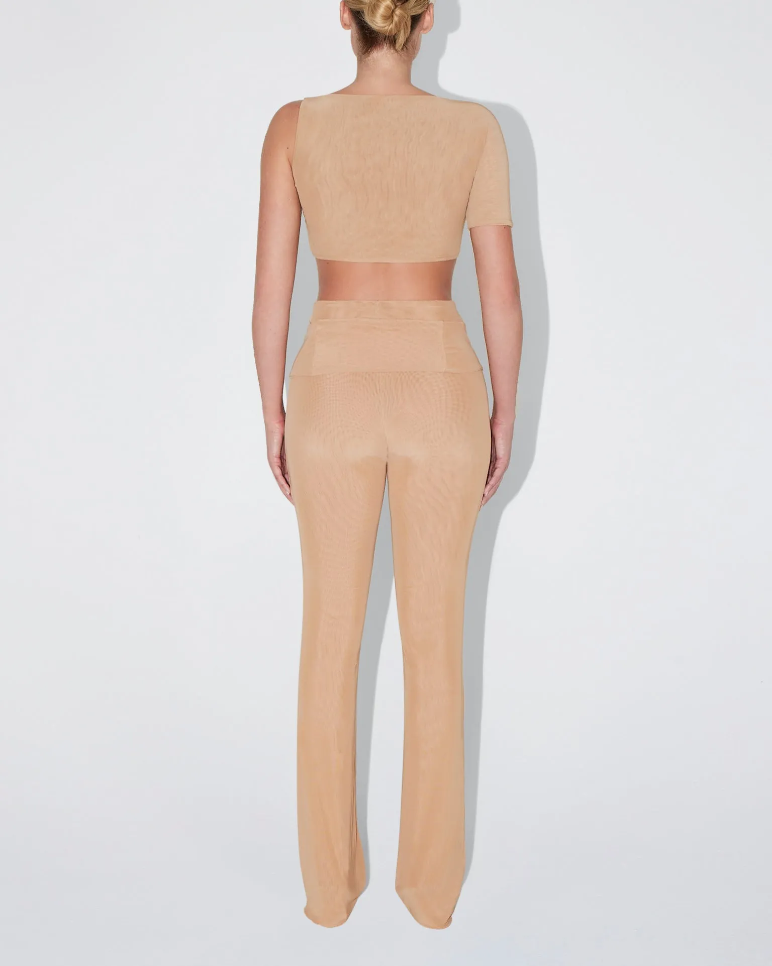 Mesh Stretch Cutout Foldover Pant | Nude sold by KHY product image thumbnail 4