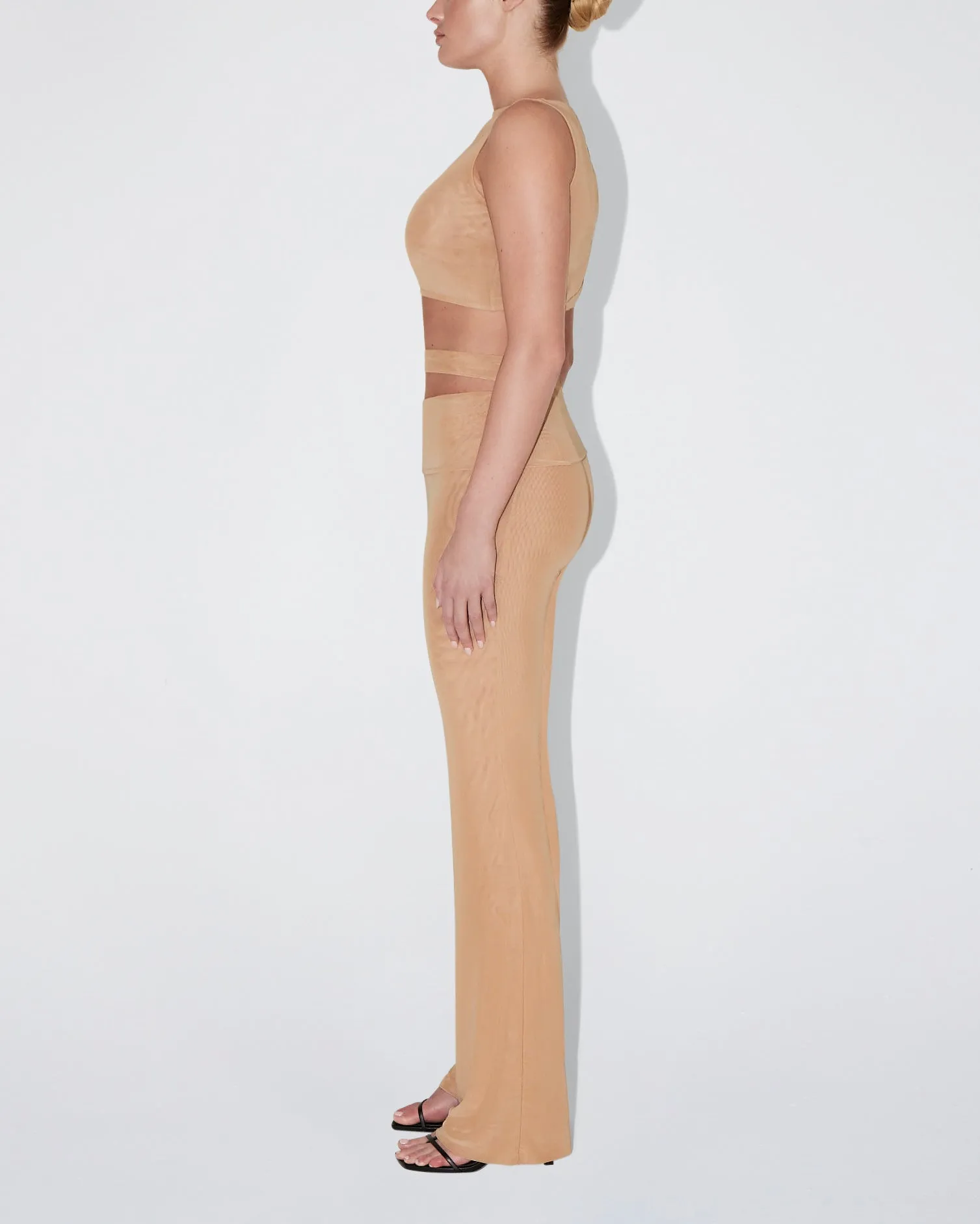 Mesh Stretch Cutout Foldover Pant | Nude sold by KHY product image thumbnail 3