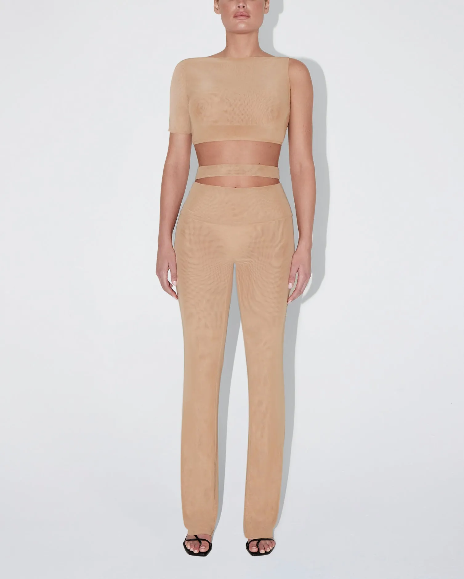 Mesh Stretch Cutout Foldover Pant | Nude sold by KHY product image thumbnail 2