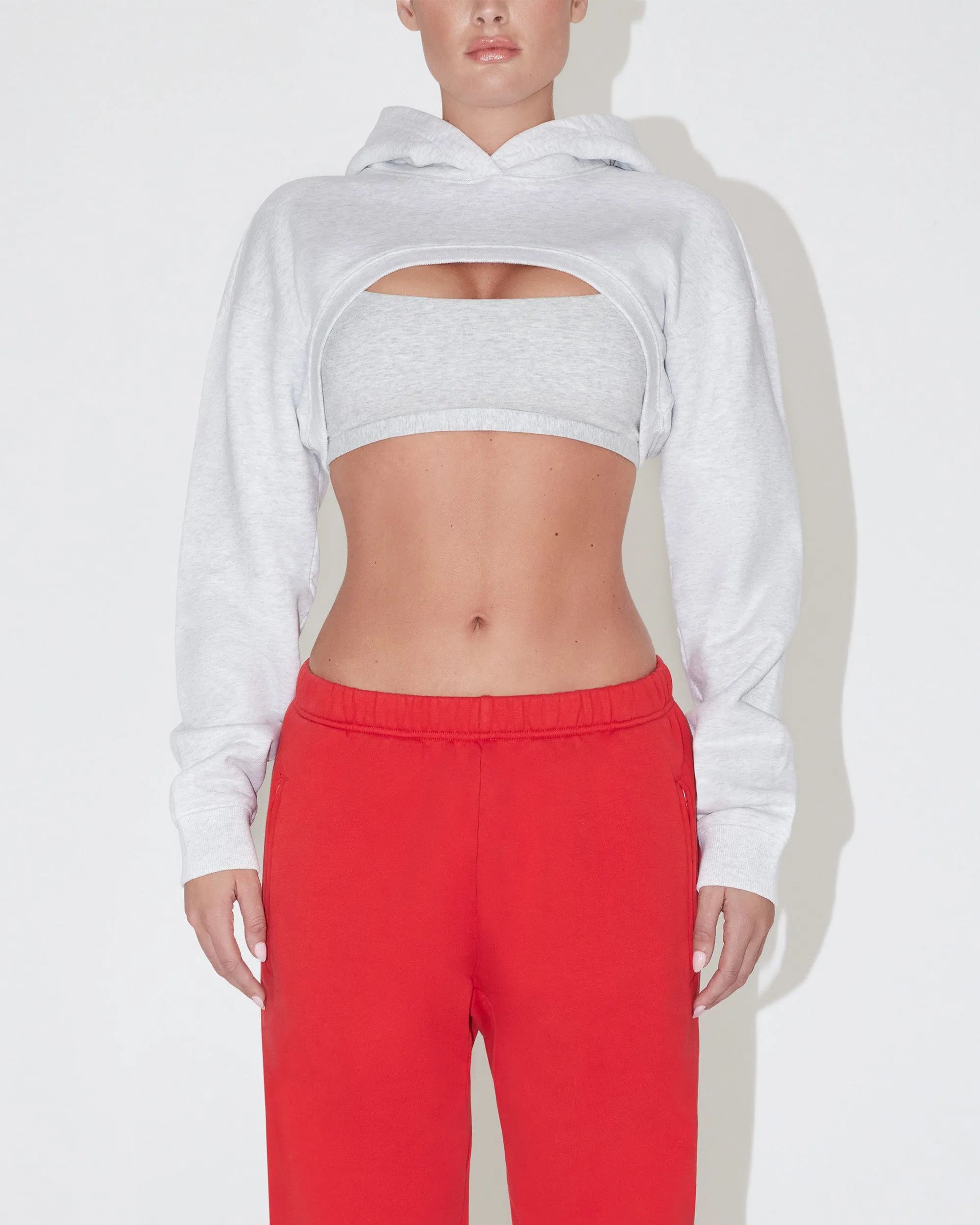 Fleece Super Cropped Hoodie | Light Heather Grey sold by KHY product image thumbnail 2