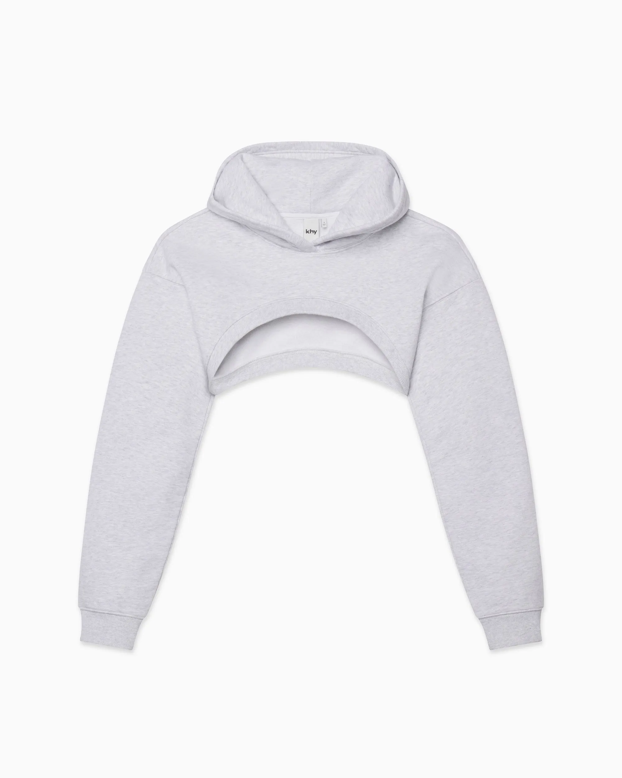 Fleece Super Cropped Hoodie | Light Heather Grey sold by KHY