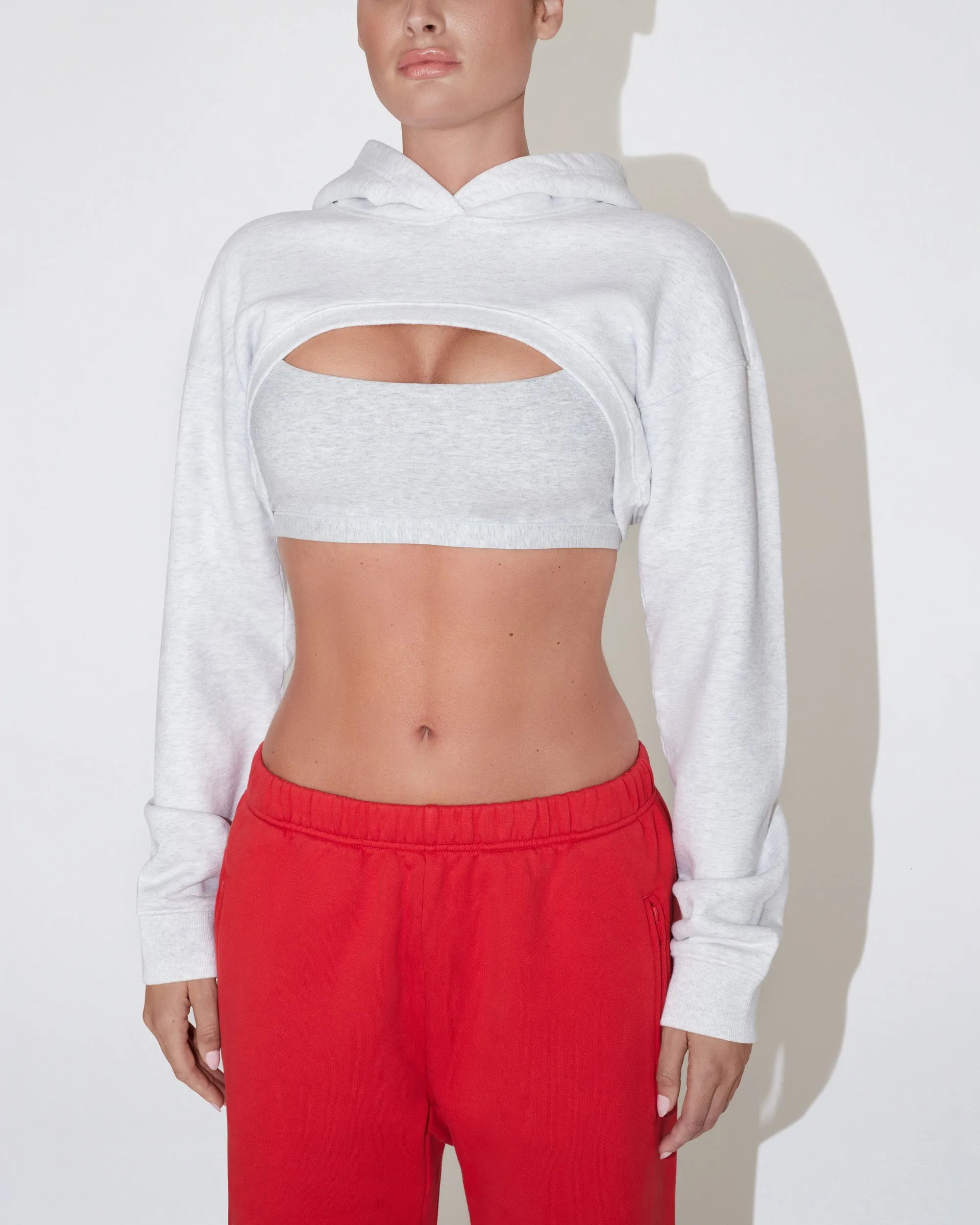 Fleece Super Cropped Hoodie | Light Heather Grey sold by KHY product image thumbnail 4