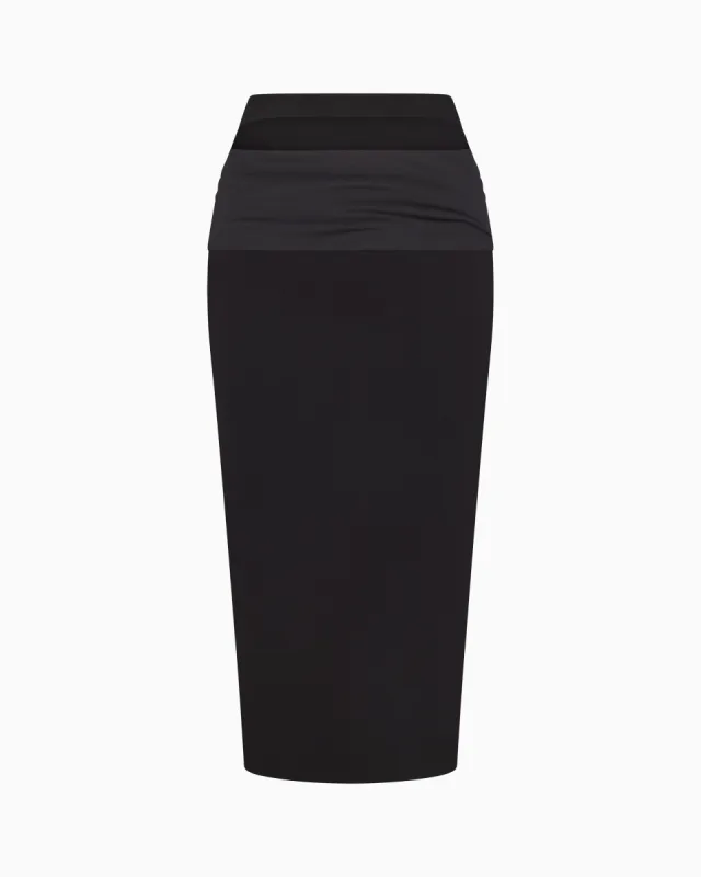 Sueded Stretch Cutout Skirt | Black sold by KHY