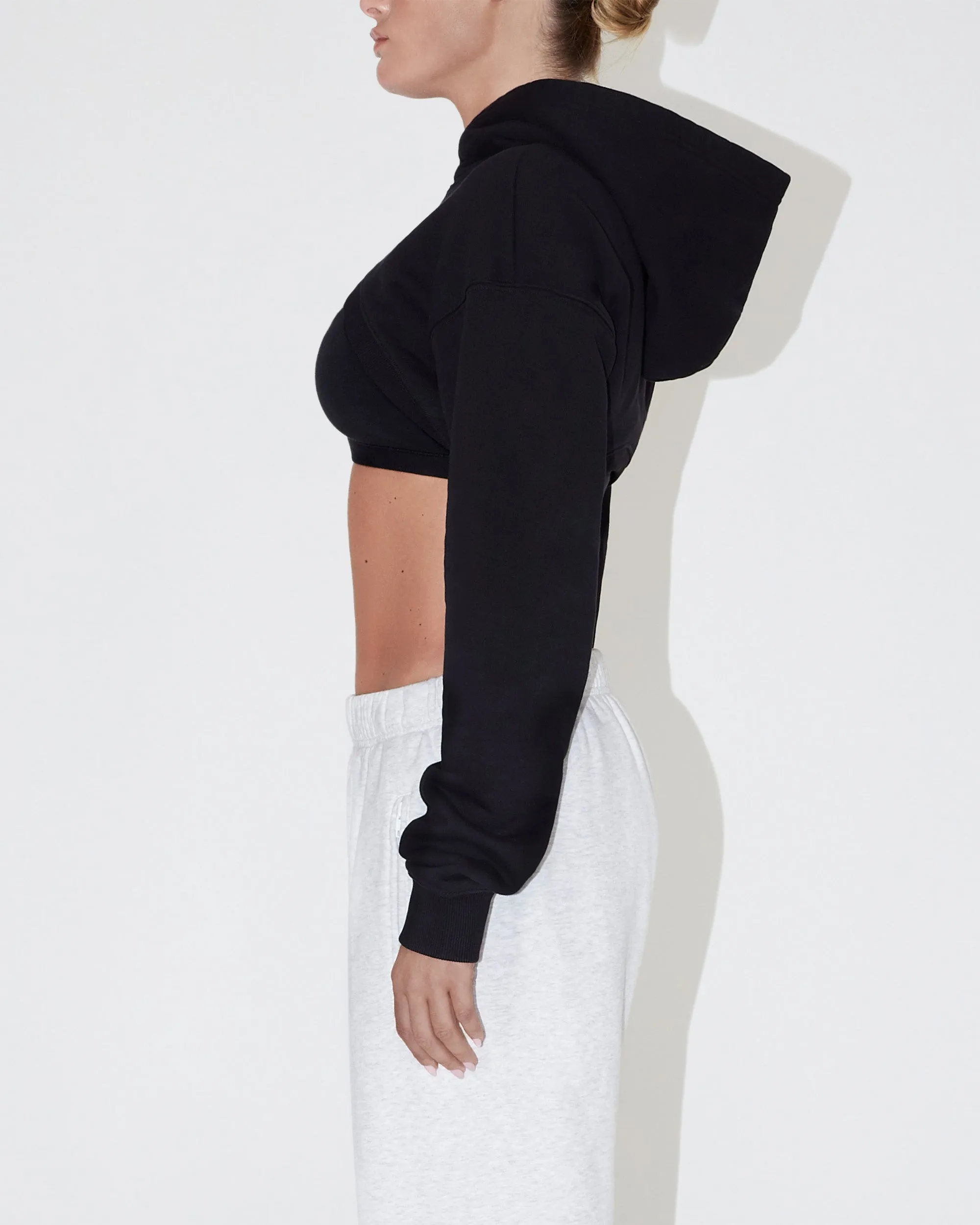 Fleece Super Cropped Hoodie | Black sold by KHY product image thumbnail 4