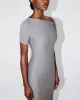 Sleek Stretch Twist Maxi Dress | Steel Grey sold by KHY
