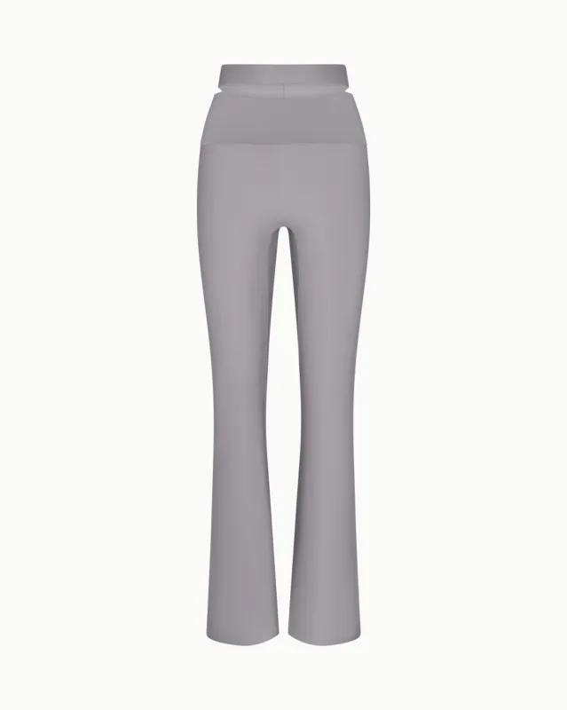 Sleek Stretch Cutout Foldover Pant | Steel Grey sold by KHY