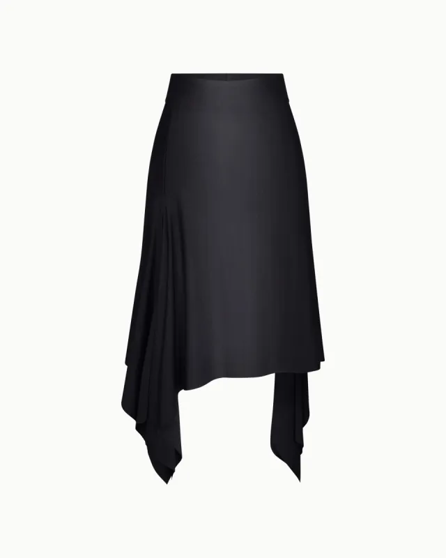Sleek Stretch Asymmetrical Skirt | Papaya | Parallel