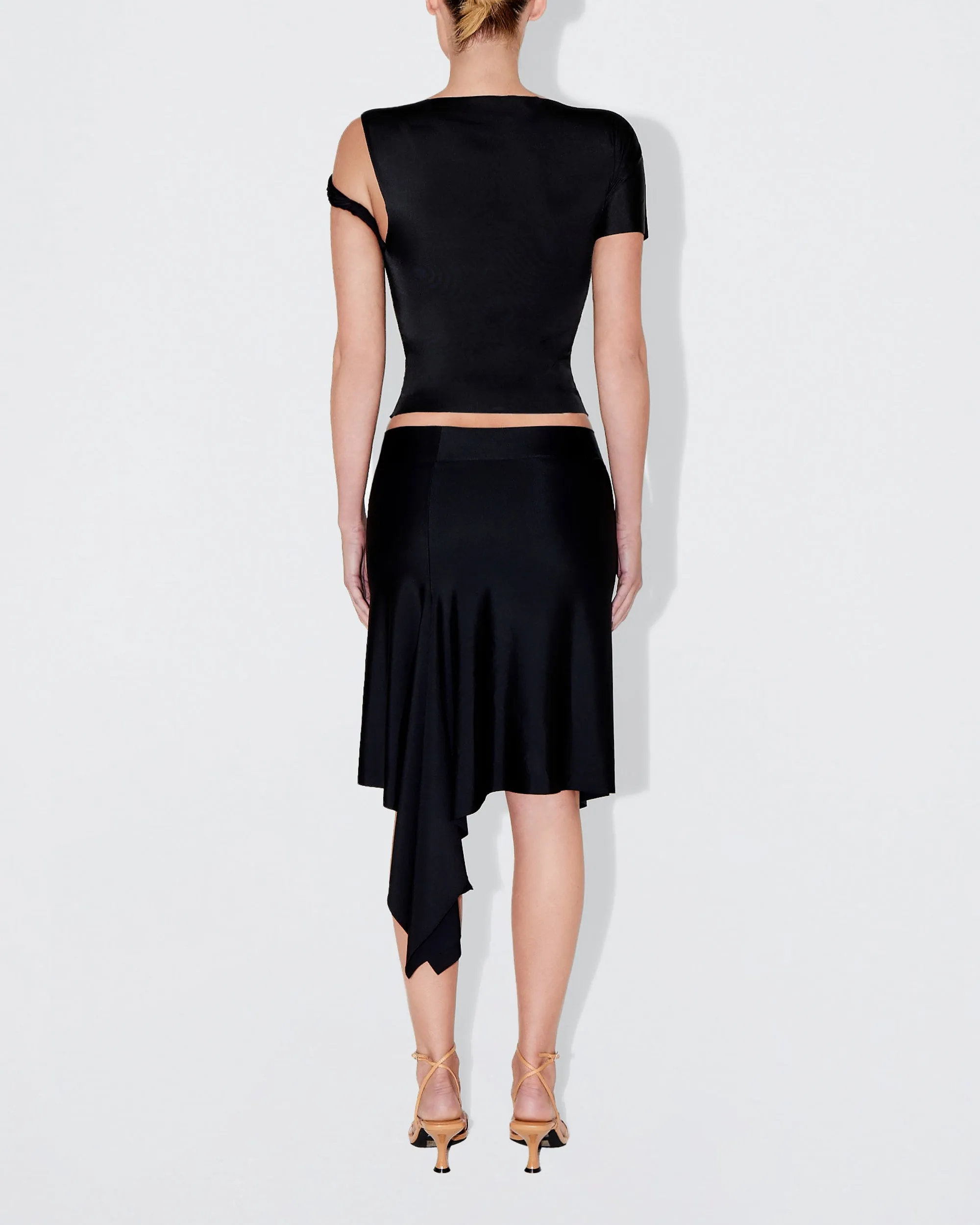 Sleek Stretch Asymmetrical Skirt | Black sold by KHY product image thumbnail 4