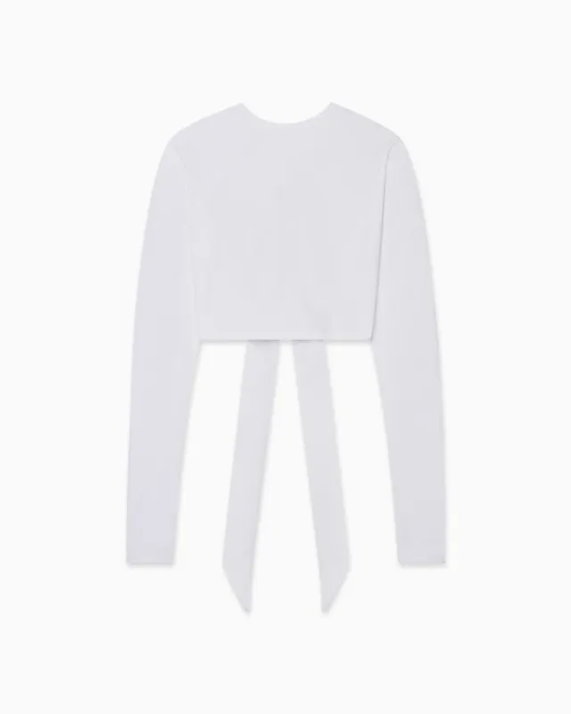 Long Sleeve Wrap Top | White sold by KHY