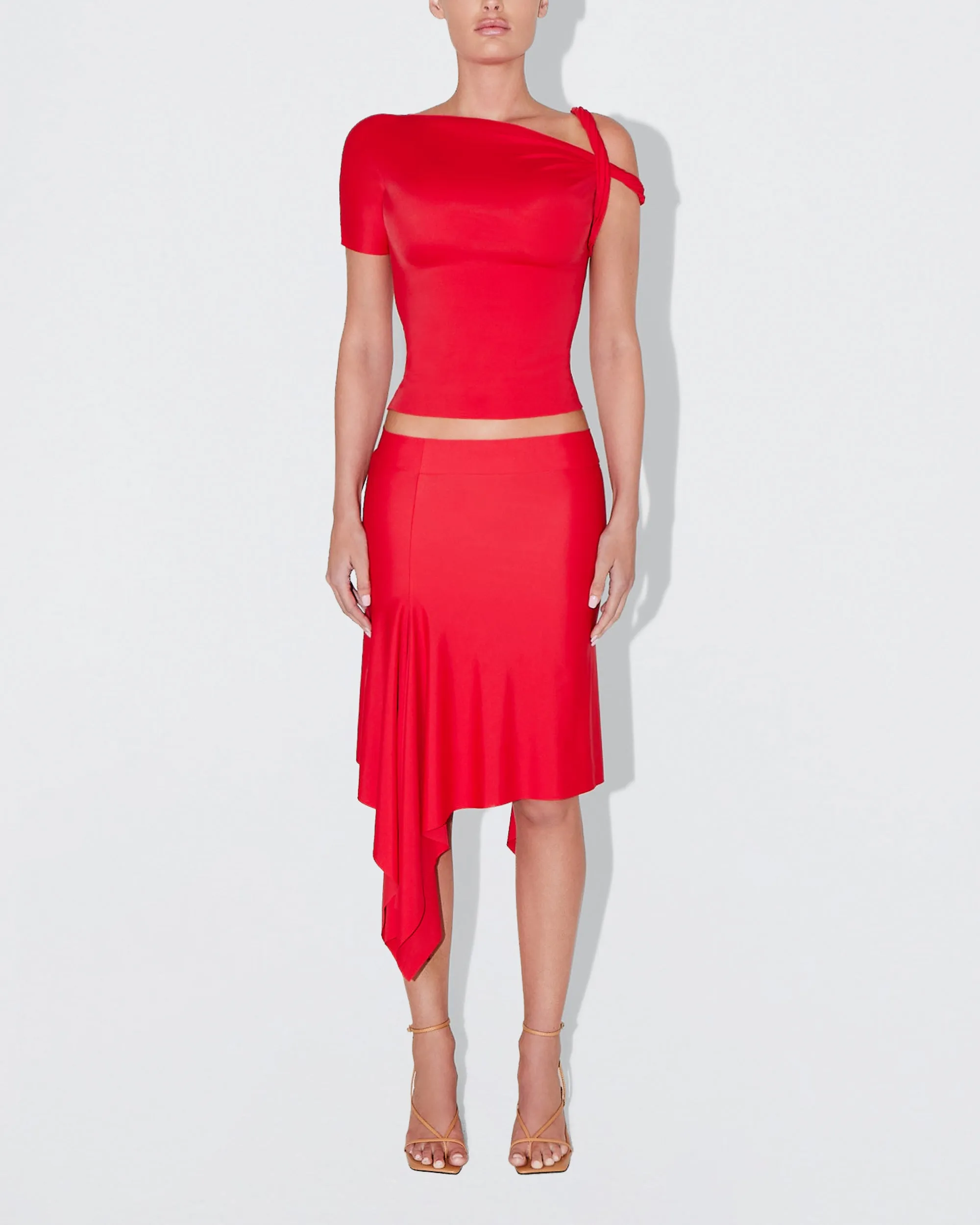 Sleek Stretch Twisted Top | Tomato sold by KHY product image thumbnail 2