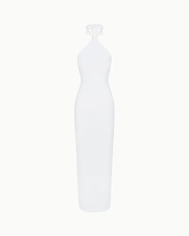 Soft Stretch Halter Maxi Dress | Pearl White sold by KHY